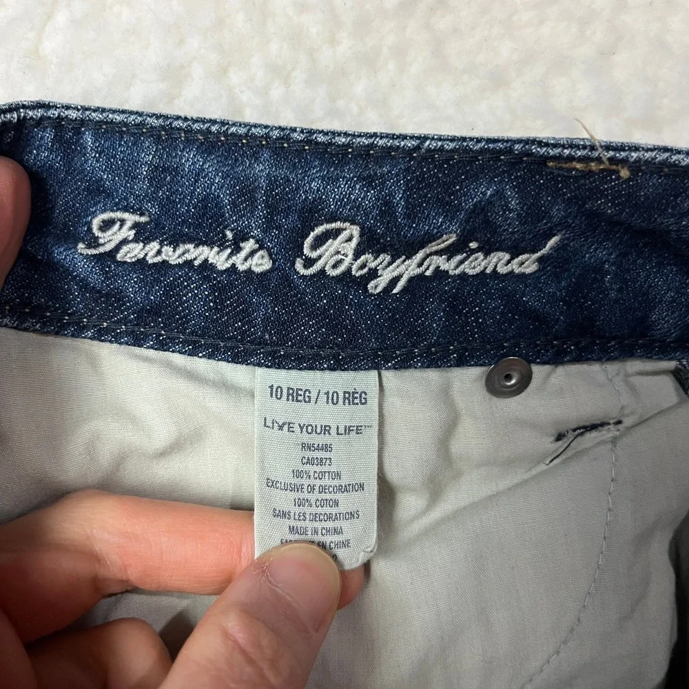 American Eagle Jeans Womens 10 Reg Blue Favorite Boyfriend Mid Rise Flare Cotton - Picture 6 of 10